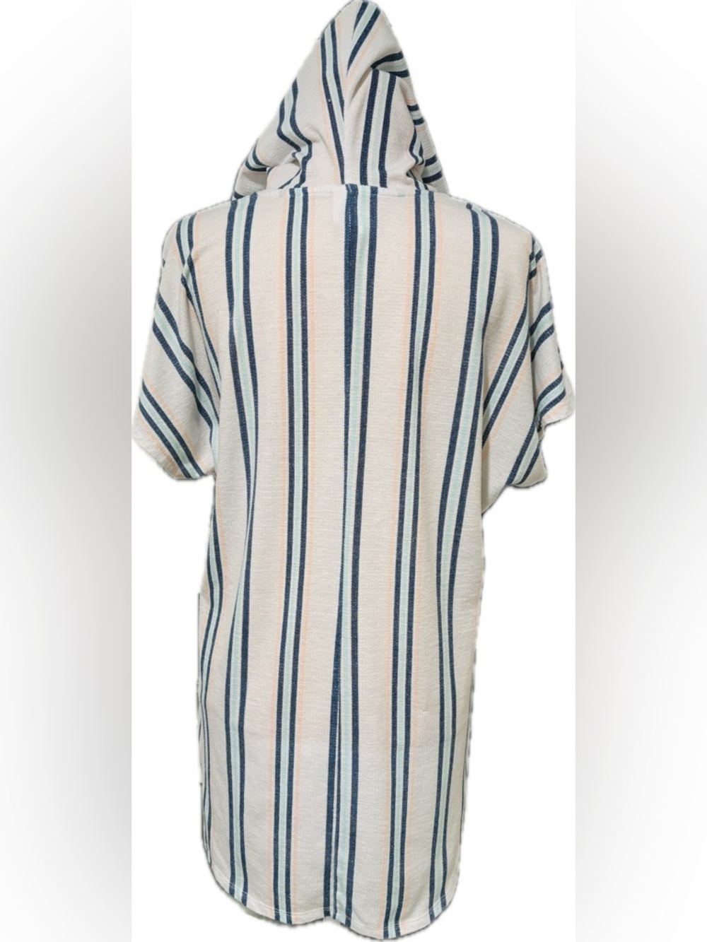 Time and Tru White Hooded Coverup with Blue Stripes - Picture 5 of 7